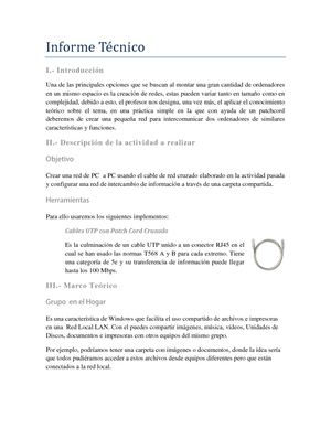 Informe Técnico - Configurando Red PC PC