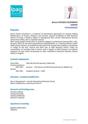 FISCHER Bruno CV