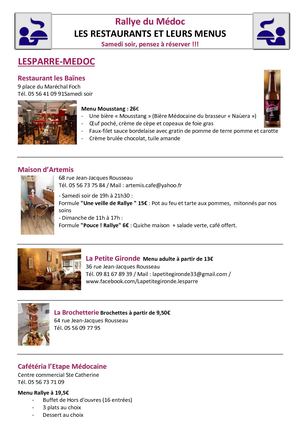 Les Restaurants Et Leurs Menus