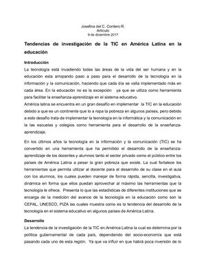 Artículo Tendencias de investigación de la TIC en América Latina en la educación