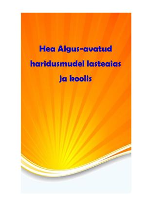 Raamat Ha Avatud Haridusmudel Lasteaias Ja Koolis Ml Valmis I