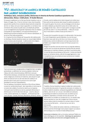 Ouvert aux publics - Vu : Democracy in America de Roméo Castellucci