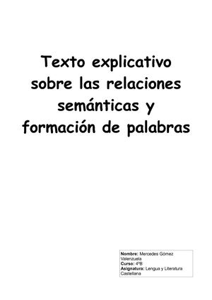 Relaciones semánticas y formación de palabras