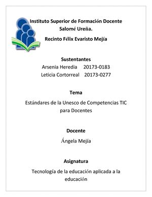 Estándares De La Unesco De Competencias Tic Para Docentes