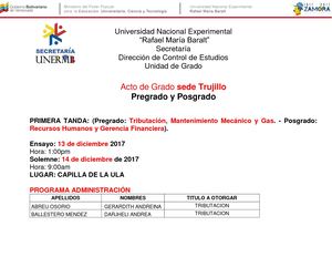 Acto de Grado Unermb Trujillo - Diciembre 2017