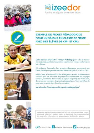Projet pédagogique d’une classe de neige, élèves de CM1 et CM2