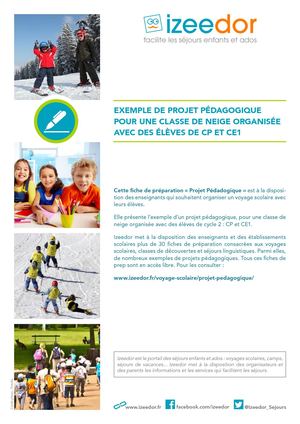 Projet pédagogique d’une classe de neige, élèves de CP et CE1