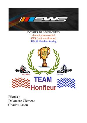 Dossier sponsoring TEAM Honfleur karting