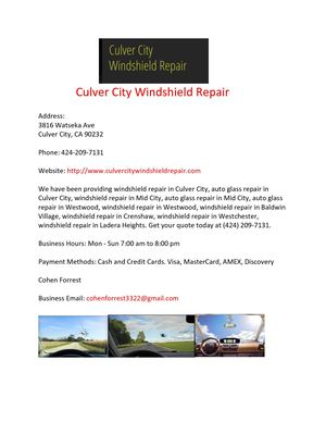 Culver City Windshield Repair
