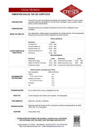 Pimentón Dulce Tap De Cortí Ecológico