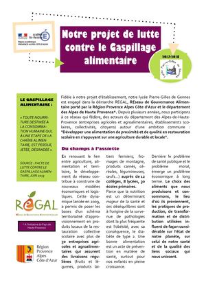 Présentation Du Projet De Lutte Contre Le Gaspillage Alimentaire Lycée Pgdg