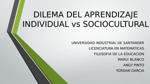 Dilema Del Aprendizaje Individual Vs Sociocultural