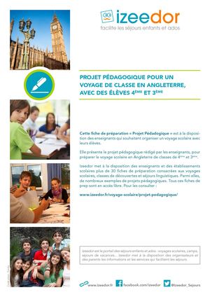 Projet voyage scolaire Angleterre 4eme 3eme