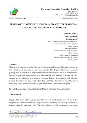 Calaméo - BRIDGING THE GENDER DISPARITY IN EDUCATION IN NIGERIA: OPEN ...