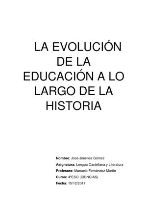 La Evolución De La Educación A Lo Largo De La Historia