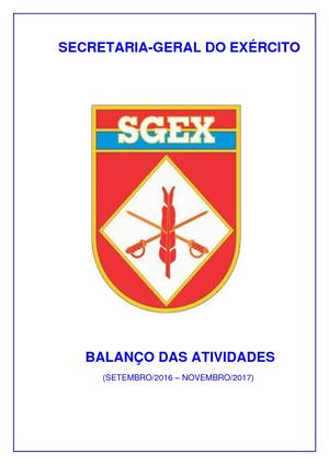 Balanço da SGEx - por Seções de Gabinete