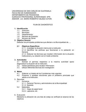 Plan De Diagnóstico
