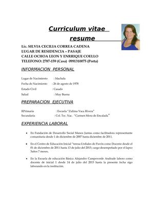 Curriculum Vitae Silvia Correa