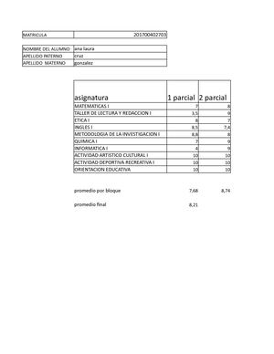 Boleta De Calificaciones