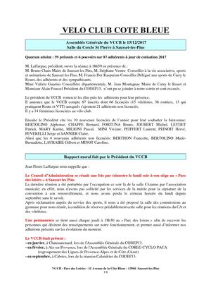 Compte Rendu Assemblée Générale 2017