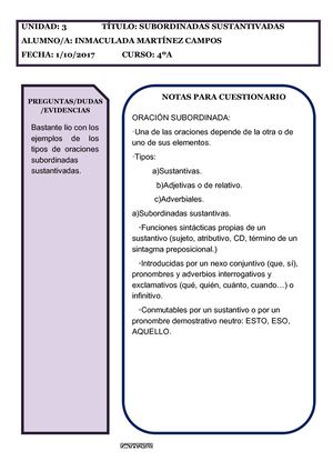 VÍDEO 3 SUBORDINADAS SUSTANTIVADAS