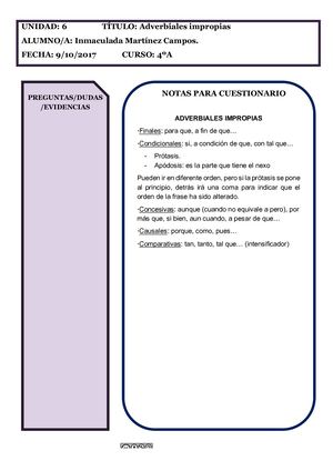 VÍDEO 6 ADVERBIALES IMPROPIAS