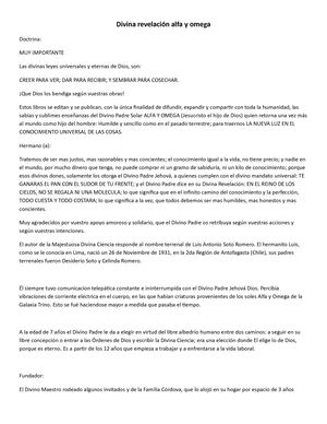Divina Revelación Alfa Y Omega