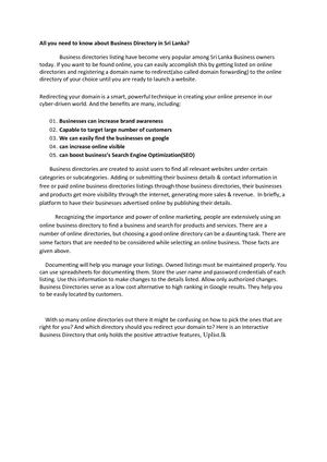 Know About Business Directory In Sri Lanka