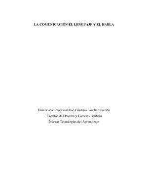 LA COMUNICACIÓN EL LENGUAJE Y EL HABLA