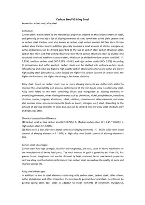 Carbon Steel Vs Alloy Steel