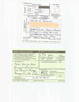 SF-181 Mailed to Maryland DMV for Tiye Mereniset Nailah
