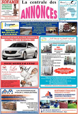 La Centrale des Annonces N° 1383 Semaine du 17 au 23 Décembre 2017