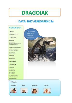 Egunkaria Dragoiak 2 Taldea