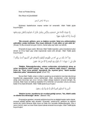 Iman Ve Fitrata Dönüş.