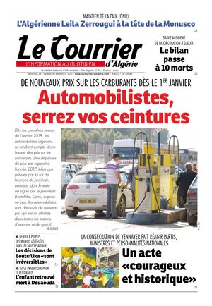 Le Courrier D'Algérie Du Samedi 30 Décembre 2017
