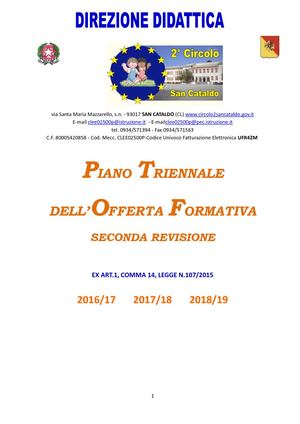 Ptof 2016 2019 Seconda Revisione