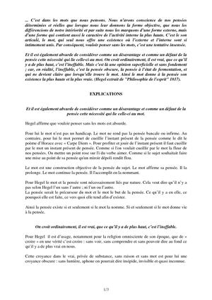 Hegel Le Mot Et La Pensée