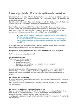 Calaméo - Projet De Réforme Du Système Des Retraites