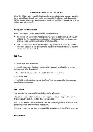 Poupes Sexuelles En Silicone VS TPE