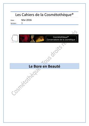Cahier Le Bore Dans Les Produits De Beauté