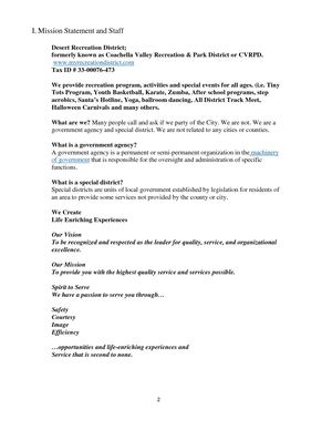 I. Mission Statement