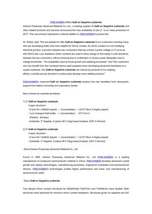 Pam Xiamen Offers Ga N On Sapphire Substrate