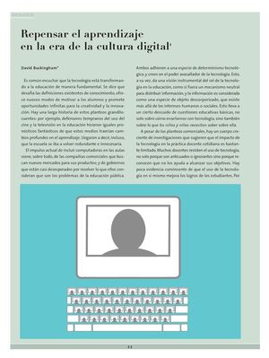 Repensar el aprendizaje en la era de la cultura digital. David Buckingham