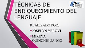 TÉCNICAS DE ENRIQUECIMIENTO DEL LENGUAJE