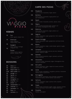 Menu Carte Viaggio