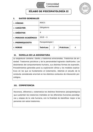 A0631 Silabo Psicopatologia II