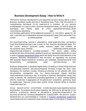 Article Business Development Essay