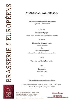 Menu Savoyard 28.00 €