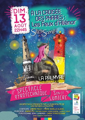 Affiche spectacle pyrotechnique "A la croisée des Phares" - Les Mathes La Palmyre - Laetitia Vitaux