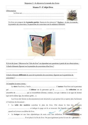 Séance 5 Objet Livre 2017 2018